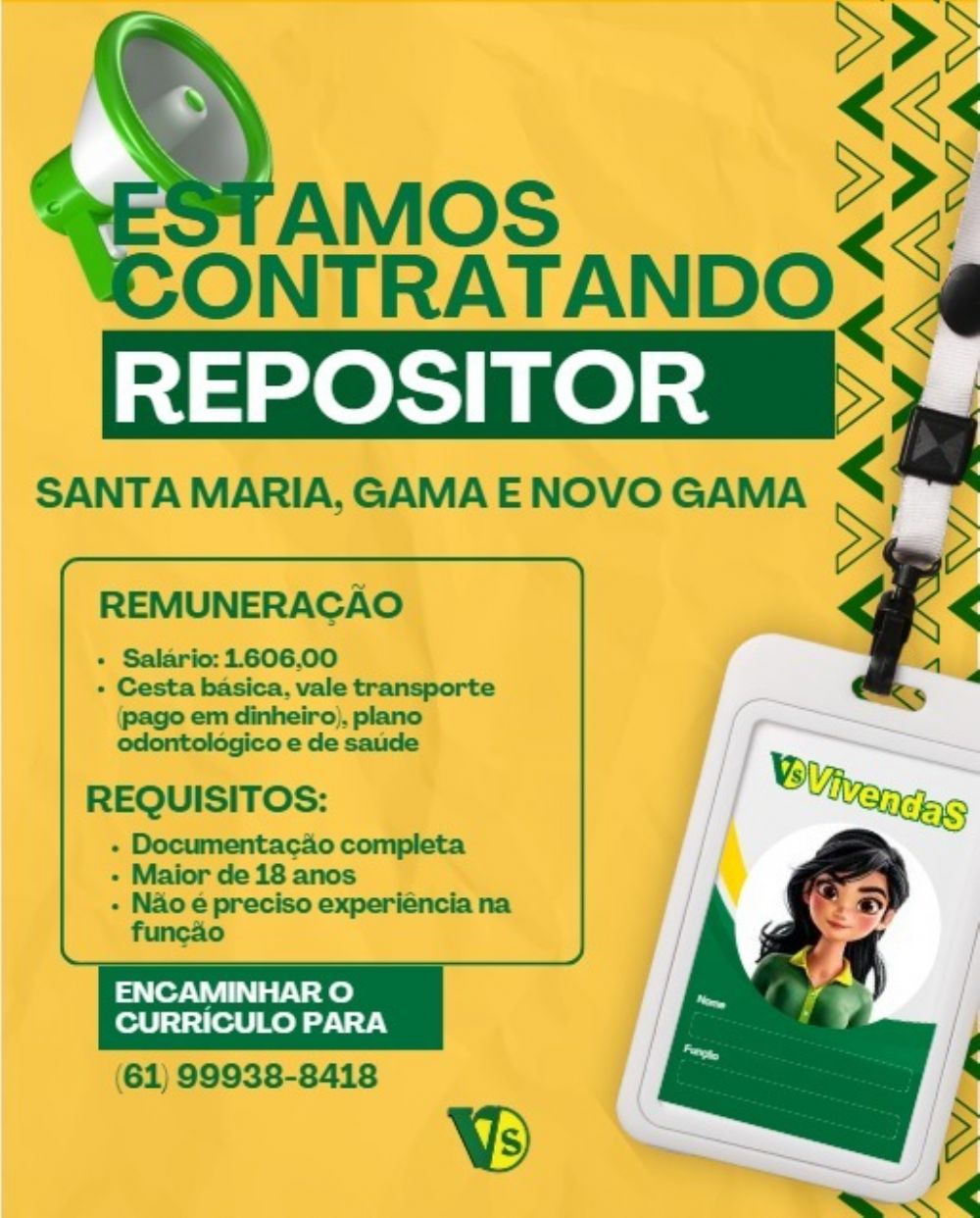 Vaga para Repositor – Supermercado Vivendas