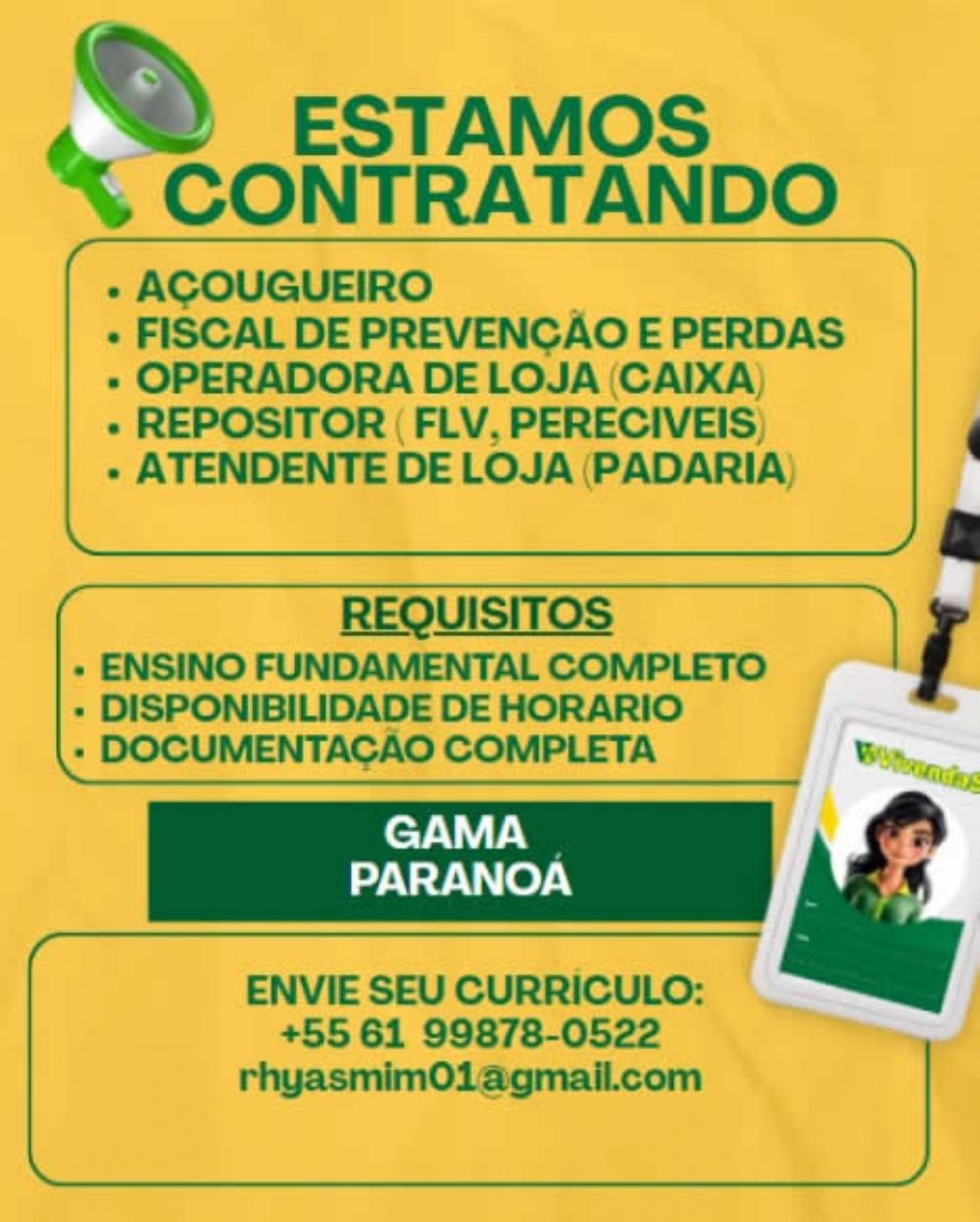 Rede de supermercados Vivendas abre vagas de emprego no Gama e Paranoá