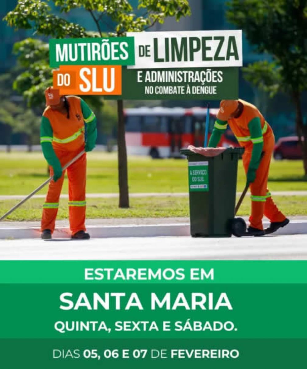 Mutirão de limpeza reforça combate à dengue em Santa Maria nos dias 5, 6 e 7 de fevereiro